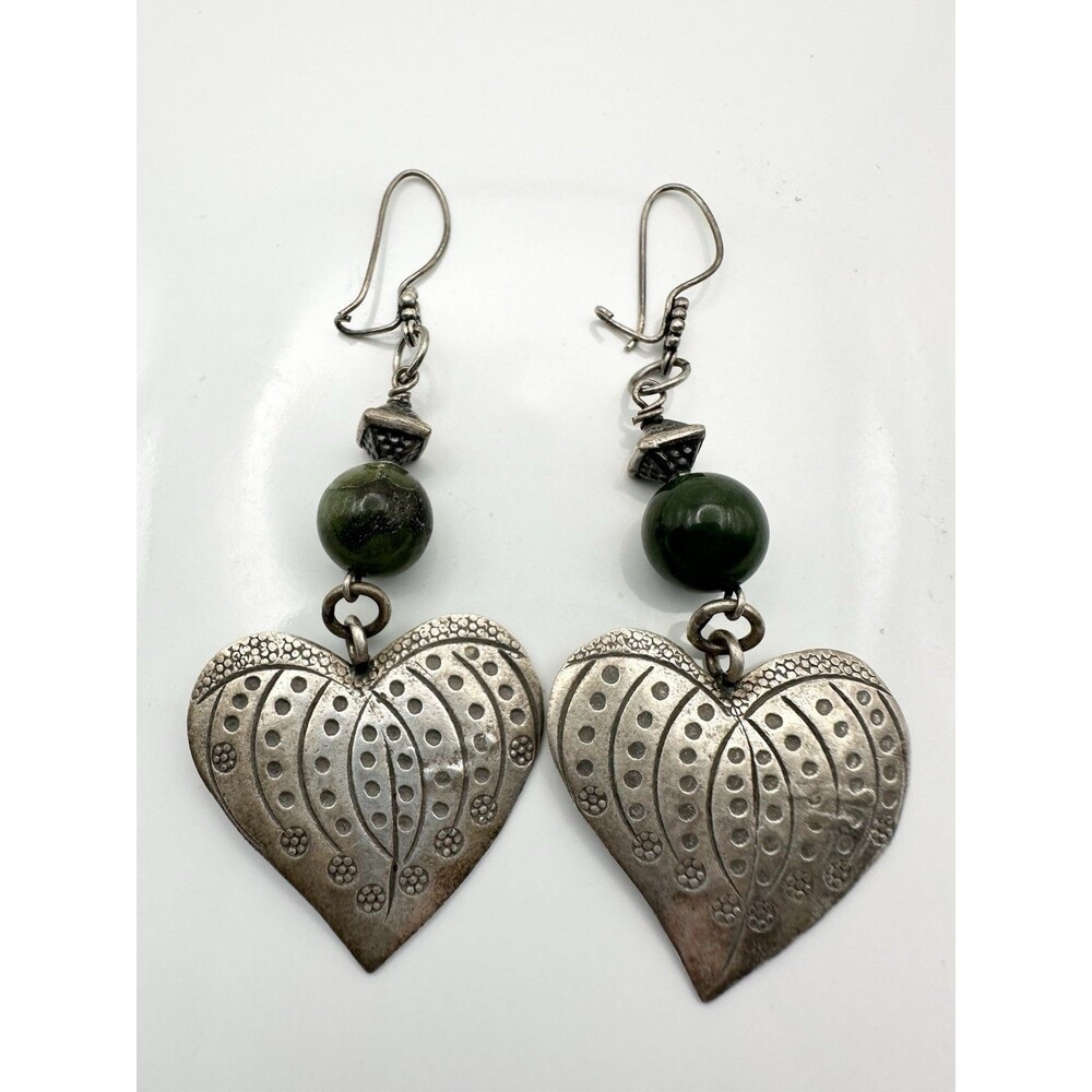 Shiana 2007 925 Sterling Silver Leaf Heart Dangle Earrings